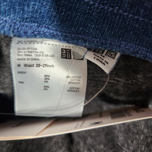 Uniqlo Pile Lined Jersey Pants Denim Blue Sweatpants Jeans - Picture 6 of 7